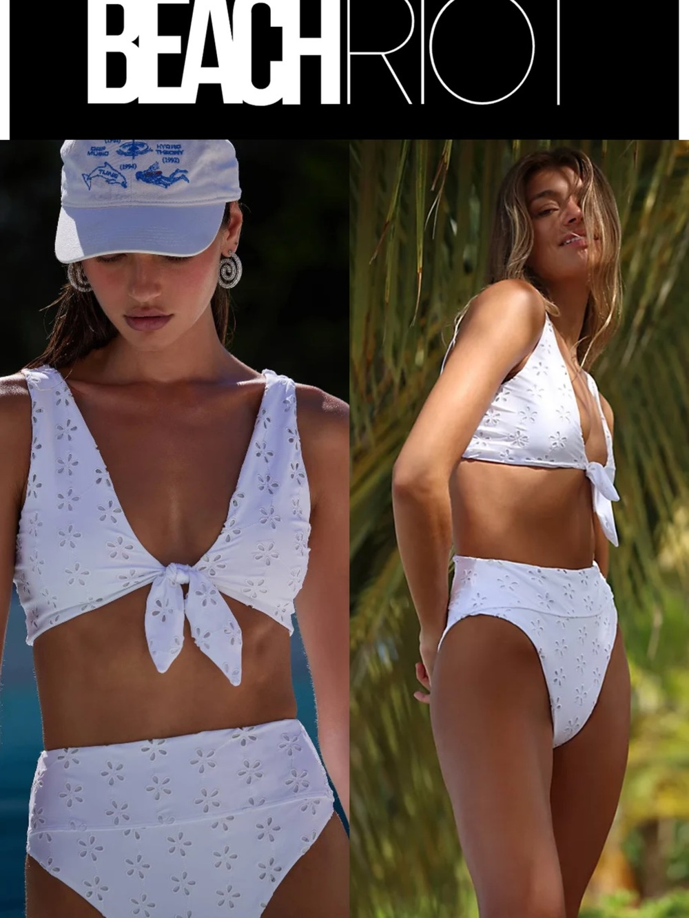 🤍 Beach Riot Dallas Bikini Top + Hazel High Rise Bottom Set | White | Size small